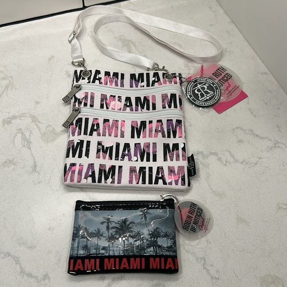 Robin Ruth White and Pink Miami Crossbody Bag & Coin Purse NWT - Picture 10 of 12